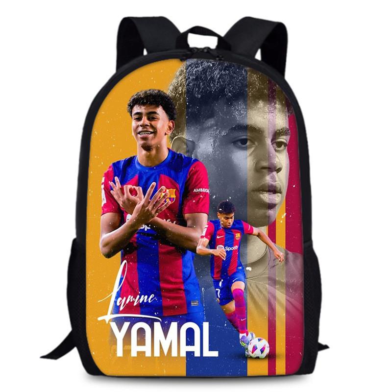 Lamine Yamal Lionel Messi Football Star Printed Kids Backpack Large Capacity School Bag For Daily Use