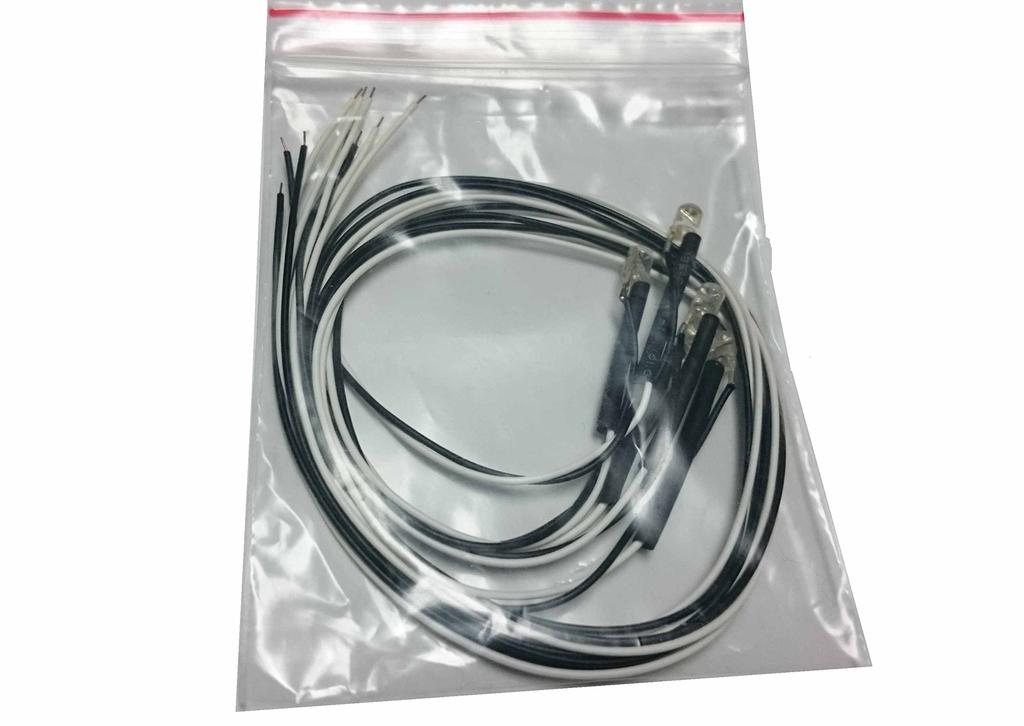 Set aus 5 weißen LEDs für Modell 3mm mit 20cm Kabel Gebäude, 3V, Durchmesser,