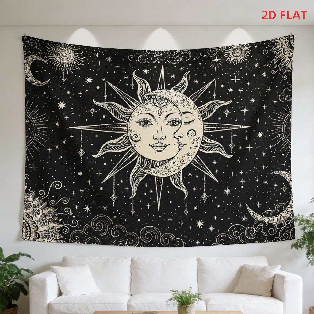 Boho Chic Astrology Tapestry Wall Hanging Celestial Zodiac Moon Sun Stars Mystic Bohemian Decor for Bedroom Living Room