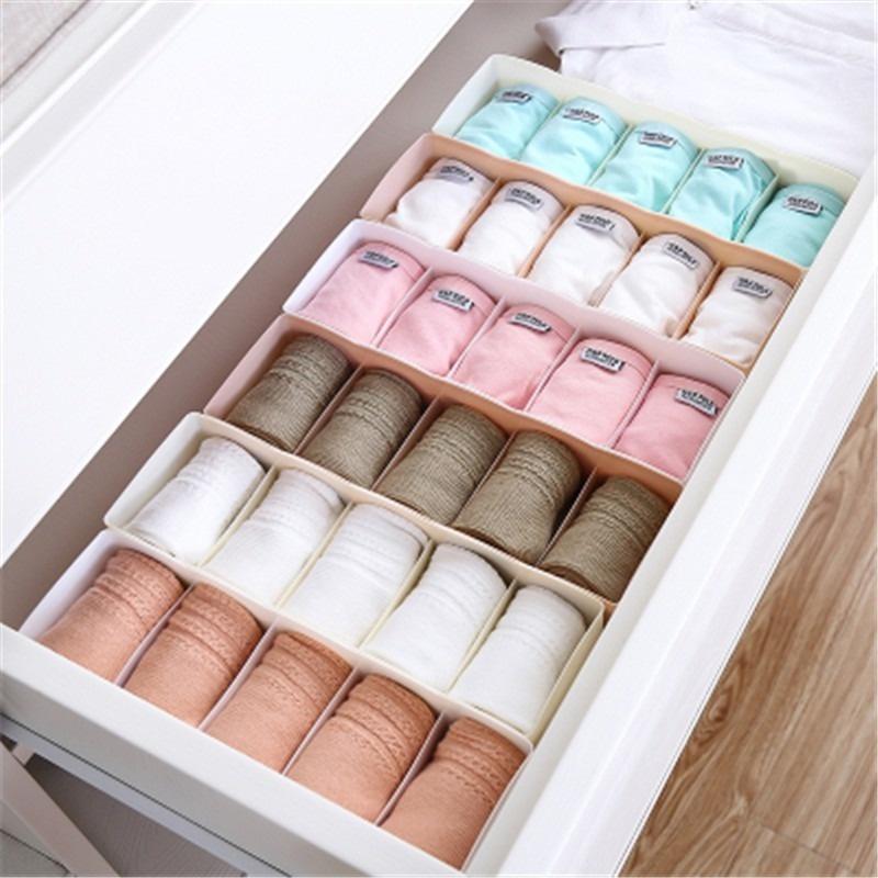 5 Grids Underwear Socks Storage Box Plastic Drawer Closet Organize Sorting Box Divider Desk Accessories Storage Basket