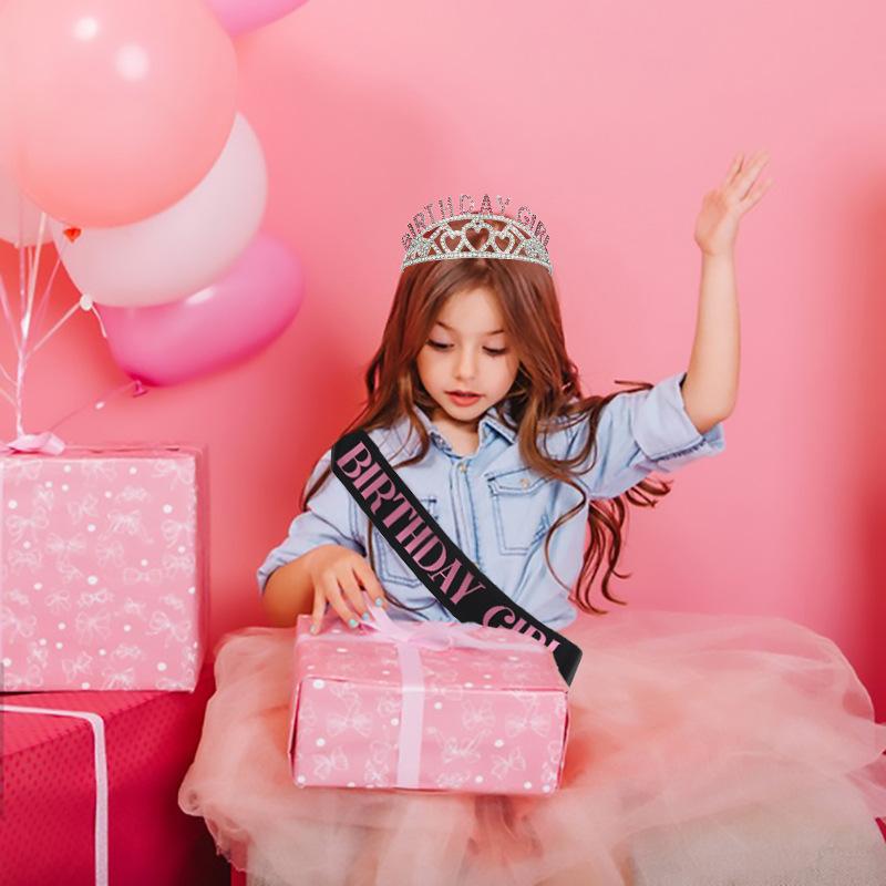 New European and American Crystal Letter Crown Birthday Girl Alloy Fashion Birthday Girl Headband Set 2026