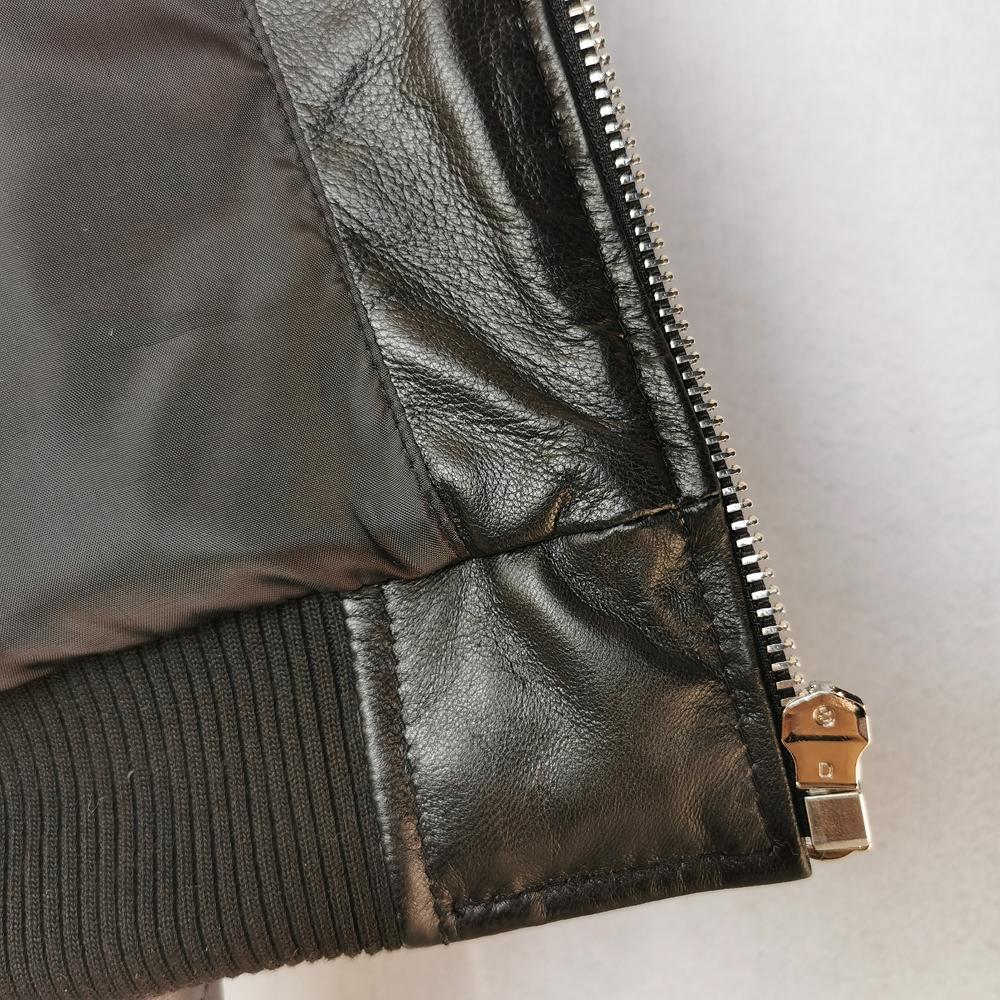 Čínská velikost Teplá bunda z pravé kůže Pánská Prošívaná Kostkovaná Měkký kabát z ovčí kůže Pánský Kožený kabát Raná zima Hluboký podzim