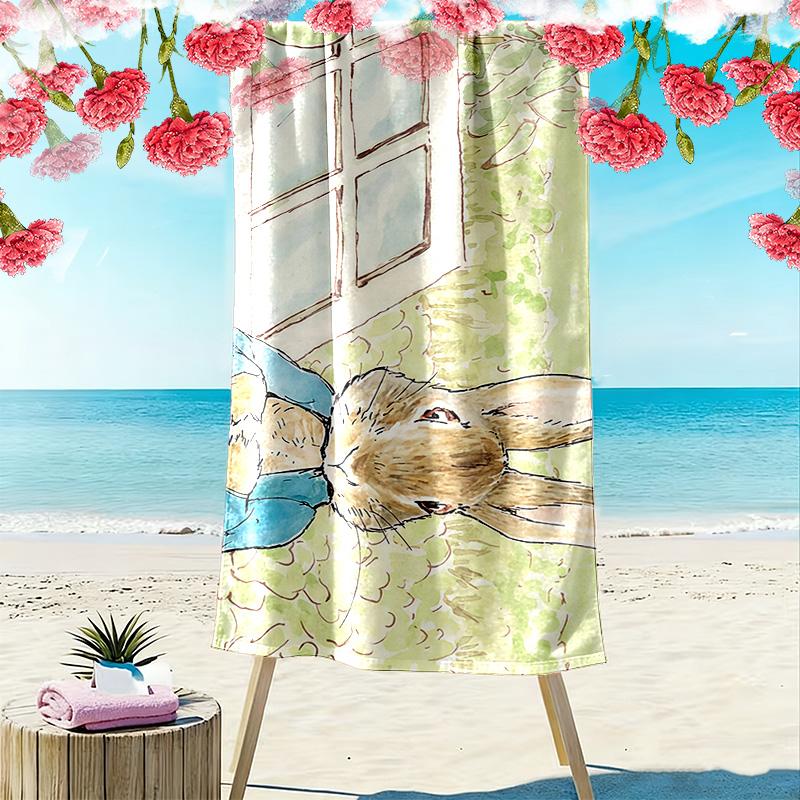 Peter Rabbit Print Beach Towel, Large Soft Quick Dry Towel for Beach Camping Swimming