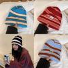 Colorful Striped Knit Hat Women Winter Season Warm Ear Protection Cap Casual Student Cold Hat