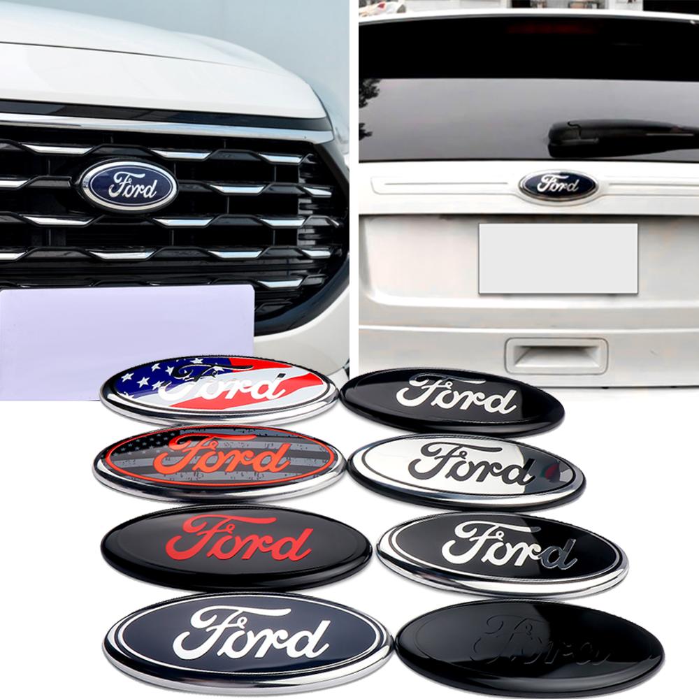 3D Car Front Grille Emblem Logo Rear Trunk Badge Stickers Accessories For Ford Focus Ranger Fiesta Mondeo S-max Kuga Mustang ST