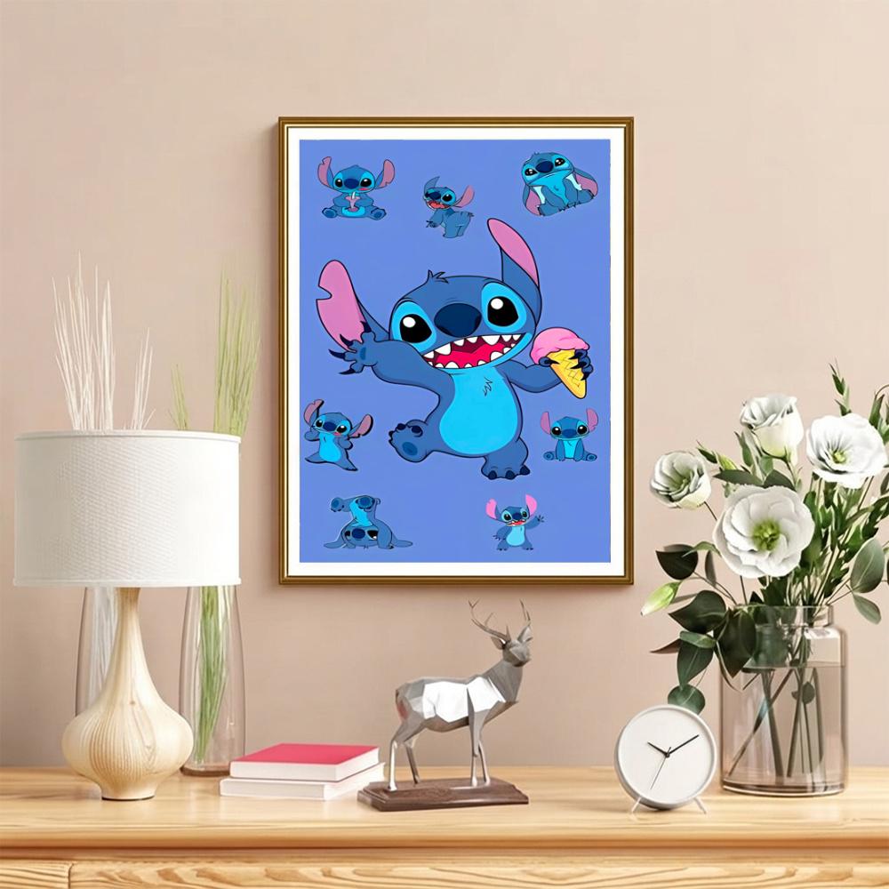 Colorful Stitch Friends 5D Round Diamond Painting Kit Diamond Embroidery Painting Rhinestones Mosaic Frameless Handwork Decoration Arts