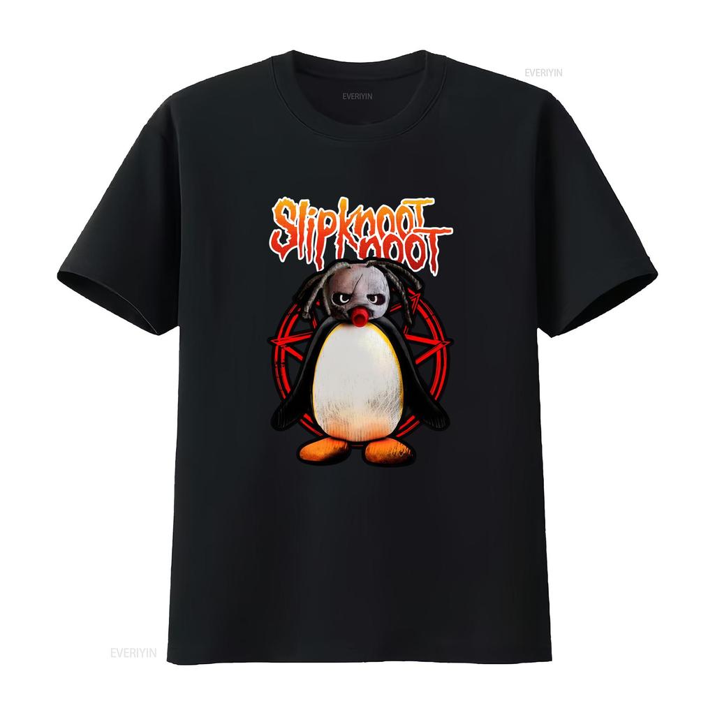 Slipknoot Noot Pingu Mens T Shirt Novelty Round Collar with Design vintage Washed fashion Casual designer clothes streetwear
