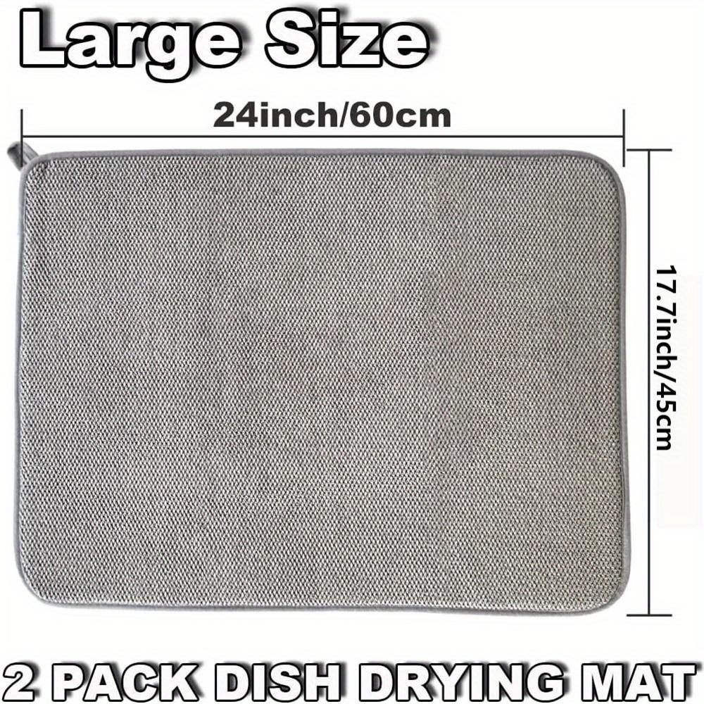 

2 шт./уп. Большой коврик для сушки посуды для кухонной столешницы, 24 X 17 дюймов Впитывающий коврик для сушки посуды из микрофибры, Коврики для сушки посуды 60x45 cm светло-серый