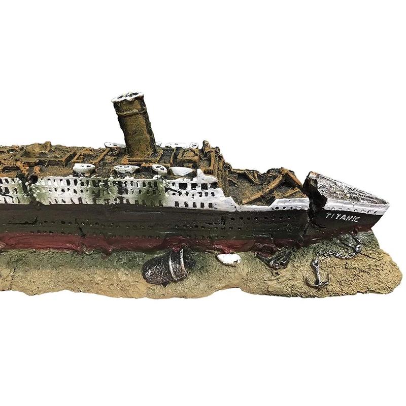 Aquarium Titanic Shipwreck Decorations,resin Material Ship Decorations,fish Tank Sunken Ship Ornament Aquarium Environment