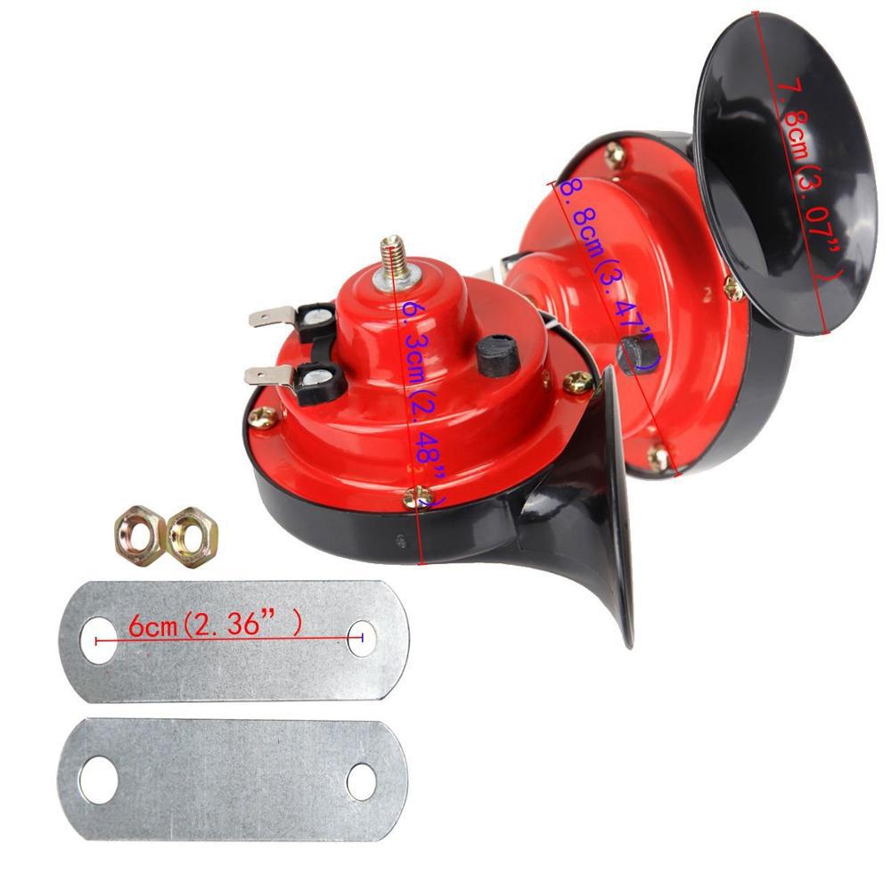 2 adet Kırmızı 120db Süper Korna 12V Güç Kaynakları İçin Araba Tekne Motosikletler Otomotiv Hoparlörü Araba Hoparlörü Ses Sinyali