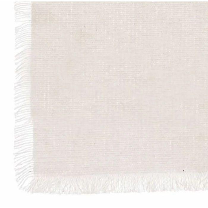 Nappe en coton a franges 150 x 250 cm blanc - Chic et élégante