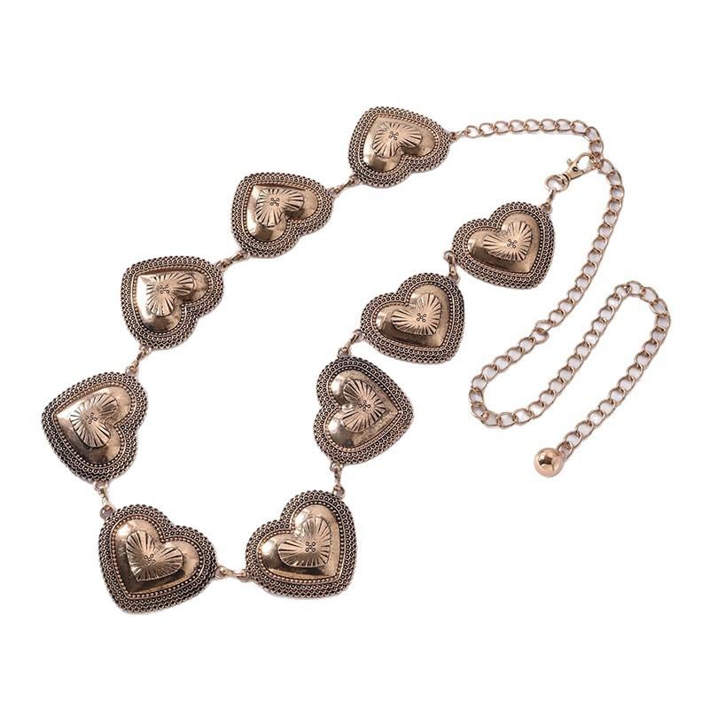 Turquoise Heart Fashion Waist Chain For Women With Metal Material And Design Elegant