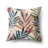 Polyester Pillow Case Nordic Ins Style Plant Flower Print Peach Leather Velvet Cushion Cover Car Waist Cushion Cover