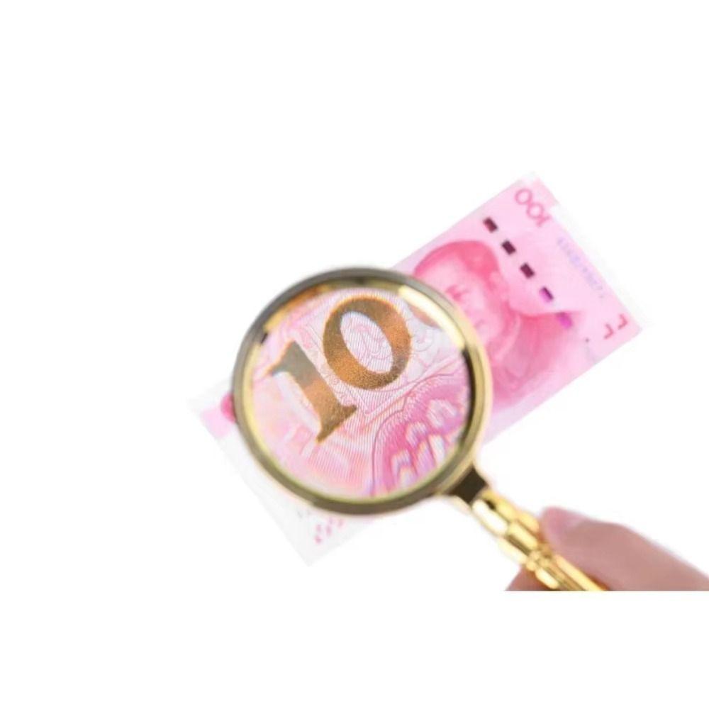 Plastic Loupe Magnifier Gold Delicate Pattern Handle Retro Pocket Tool  Newspaper Reading