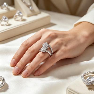 European and American Style Water Drop Zircon Gold-plated Ring, Fashionable, Light Luxury, Niche Design Jewelry
