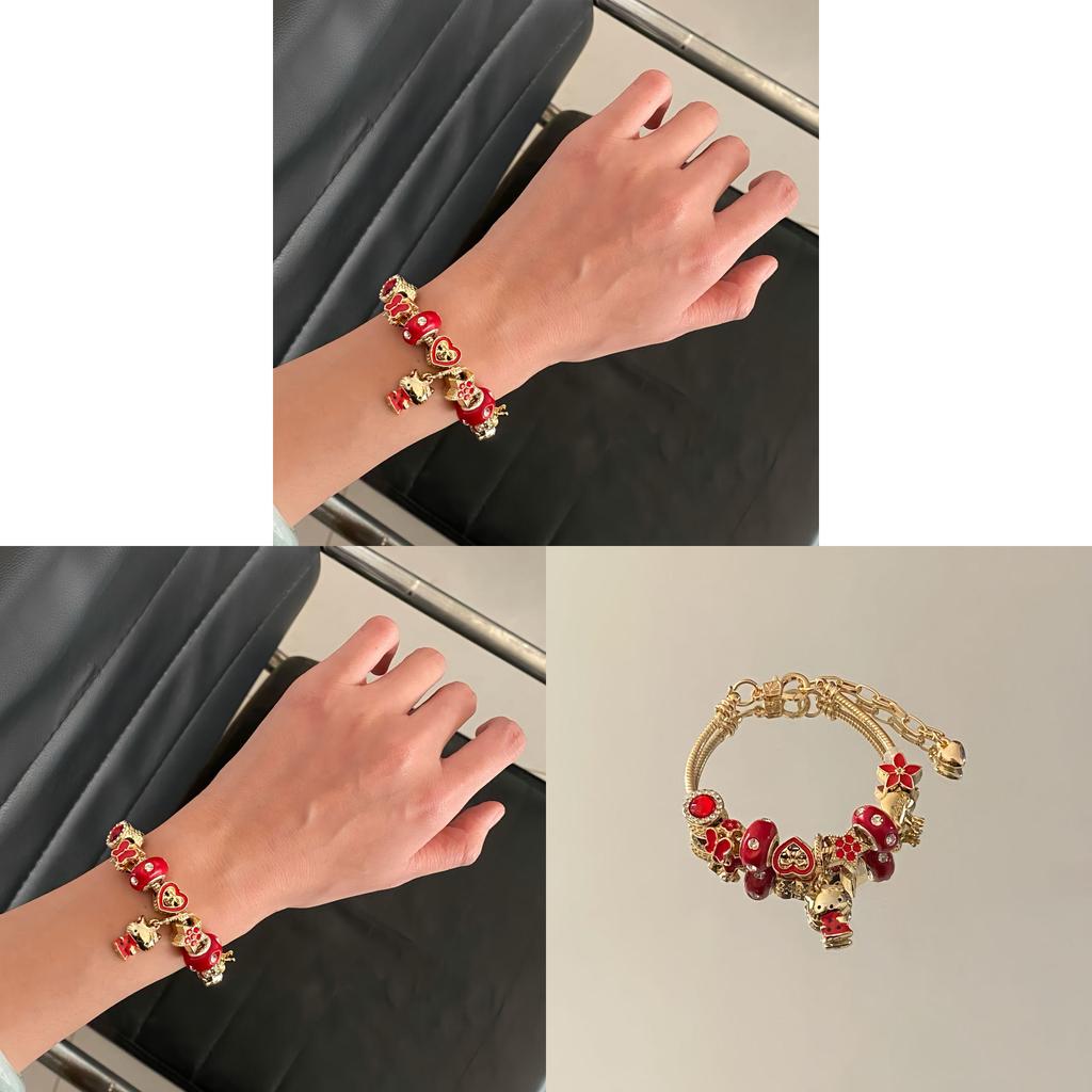 Hello Kitty Beaded Jewelry Necklace With Charm For Gift And Casual Wear