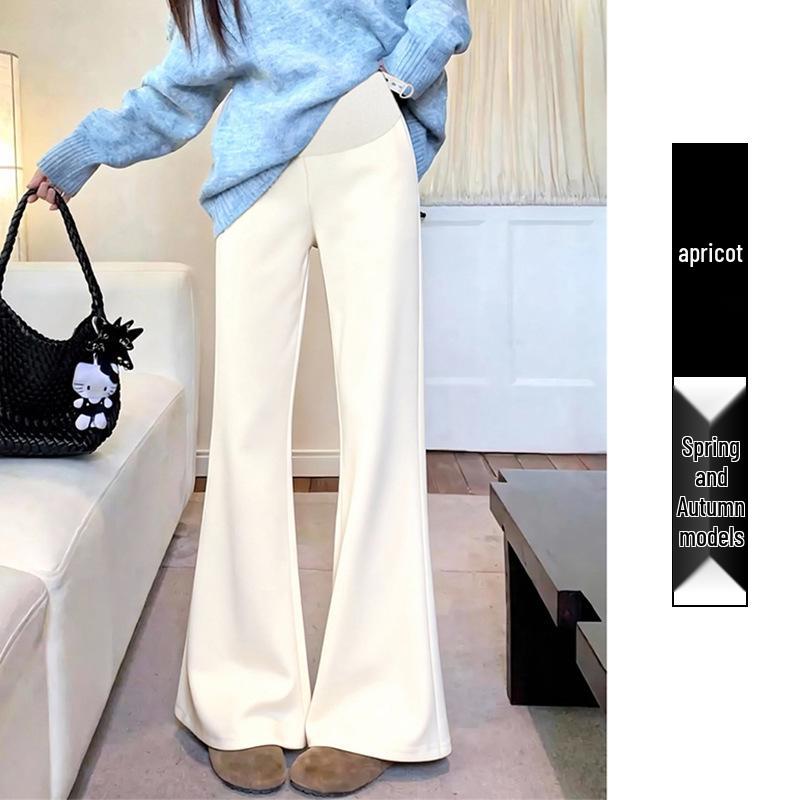 Velvet-Lined Flared Maternity Pants for Autumn/Winter - Petite, Versatile, Casual M
