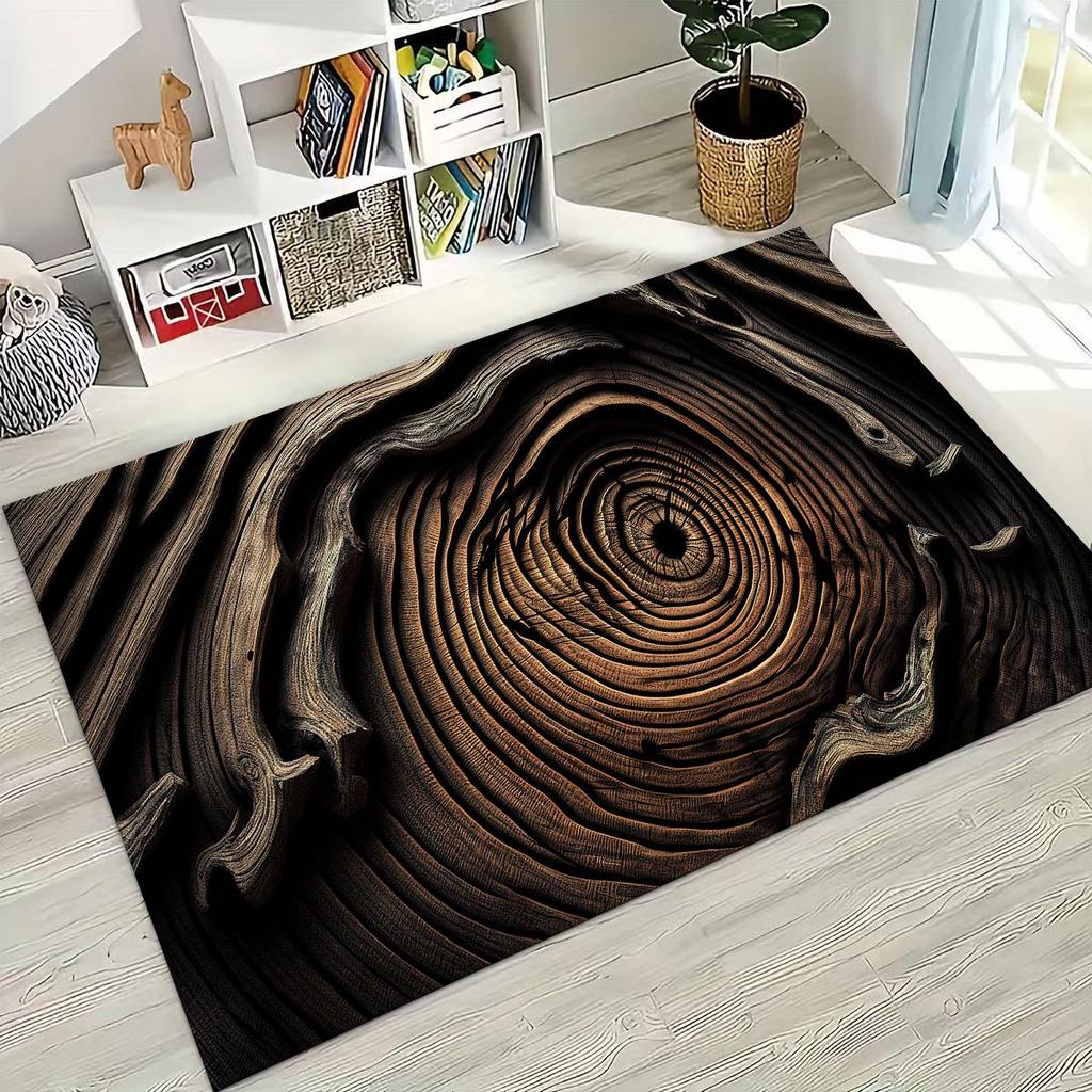 Rainbow Retro Wooden Board Black Brown Wood Grain Rug for Bedroom Living Room Sofa Home Doormat Decor,Large Non-slip Floor Mat