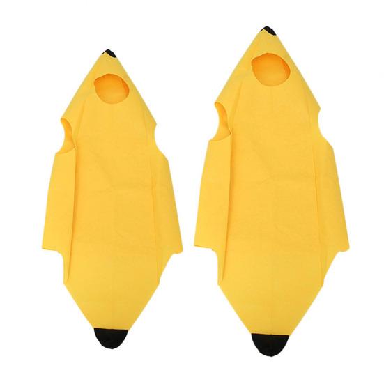 Gelbes Bananenkostüm Kinder Erwachsene Ärmelloser Jumpsuit Bananen-Outfit Weihnachten Halloween Cosplay Ausgefallenes Party-Verkleiden Fruchtkleidung