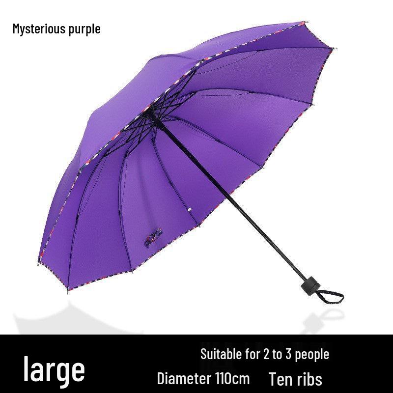 Dual-Use Extra Large Folding Umbrella - 12 Ribs for Sun and Rain Protection