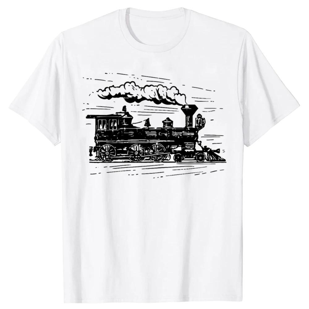 Steam Train Engineer Railway Graphic Unisexs Cotton TShirt Short Sleeve S