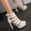 Fashion Summer Sexy Gladiator Women Ankle Boots Sandals Round Toe Hollow Out High Heels Platform Party Ladies Shoes Zipper Sandales Femm