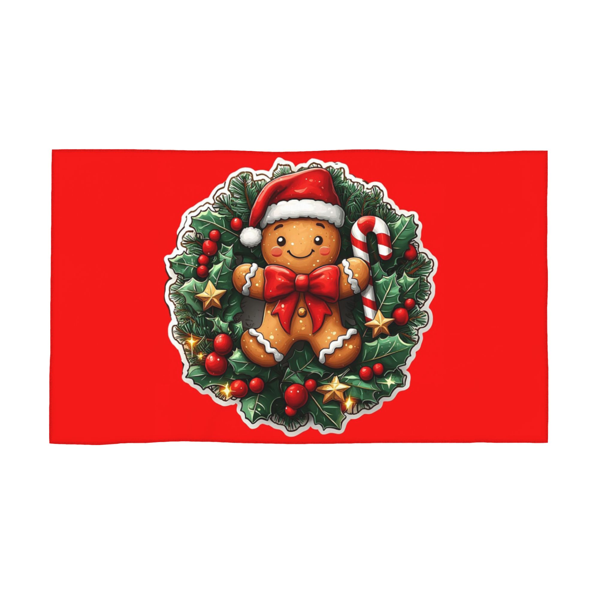 

Gingerbread Joy Wreath Soft Face Towel Quick Dry Pool Bath Cotton Towels Absorbent Quick W30*H60(CM)