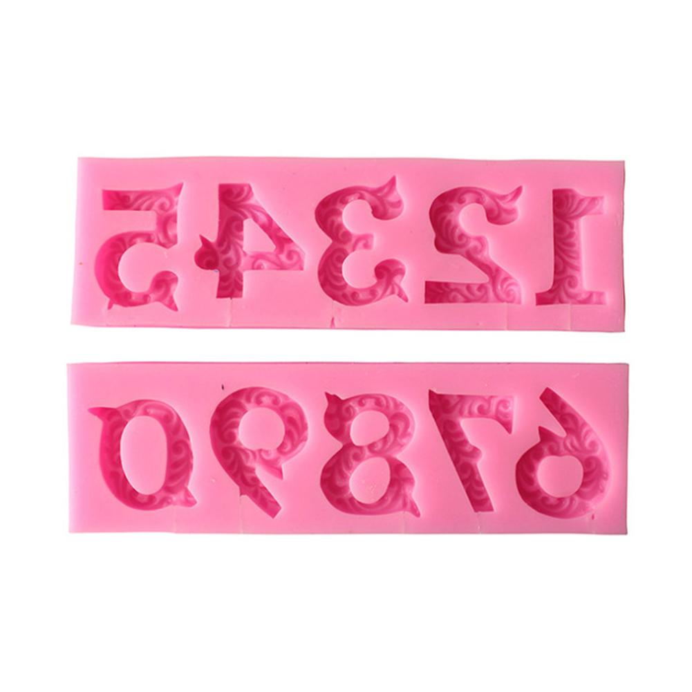 0-9 Numbers Birthday Digital Mold Lollipop Mould Number Shape Silicone Cake Mold Chocolate Mould Birthday Cake Tools Pink#0