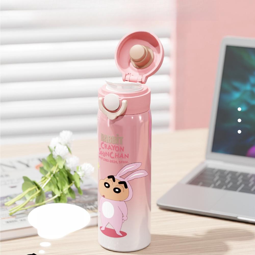 500ML Crayon Shin-chan Children's Magic Thermos Cup Portable Handle Stainless Steel Water Cup Outdoor Sports Travel Kettle