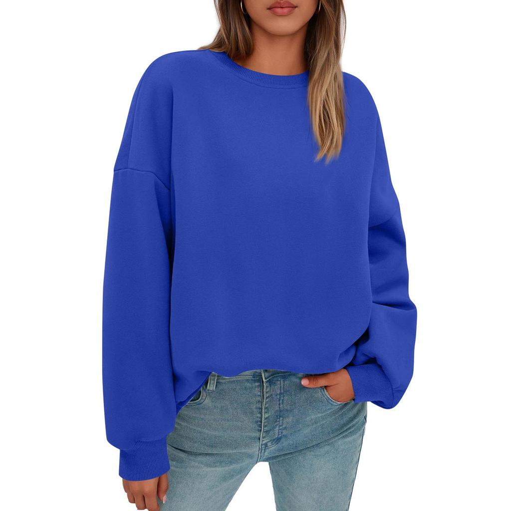 Sweatshirts For Women Oversized Round Neck  Fleece Pullover Casual Long Sleeve Tops