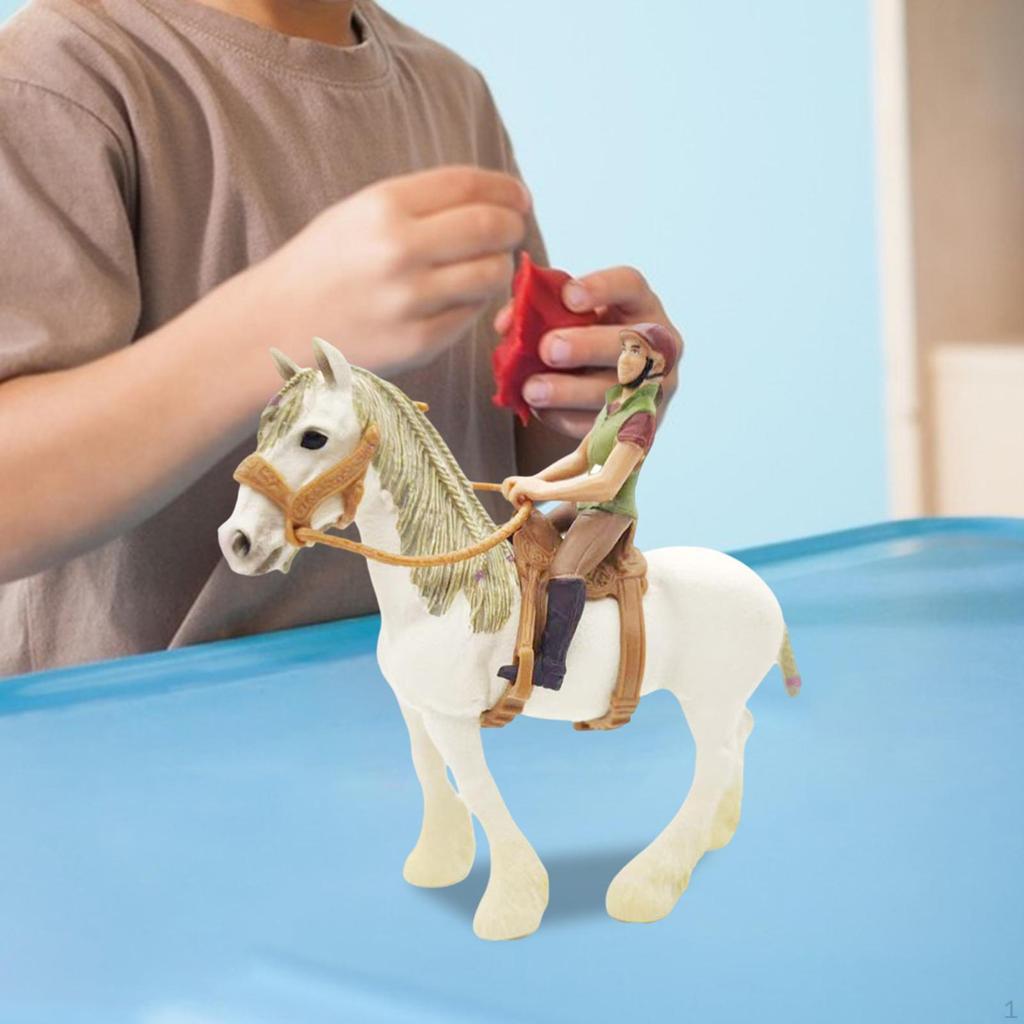 Tiermodell Pferd Actionfigur PVC mit Sattel Simulations-Spielset Wildtier-Statue Lernspielzeug