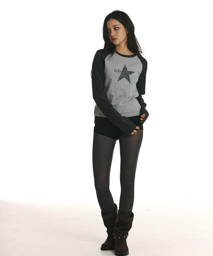 Kimseupeulesikoteunmakes Bam Star Raglan Ls Tee Charcoal(Grey)
