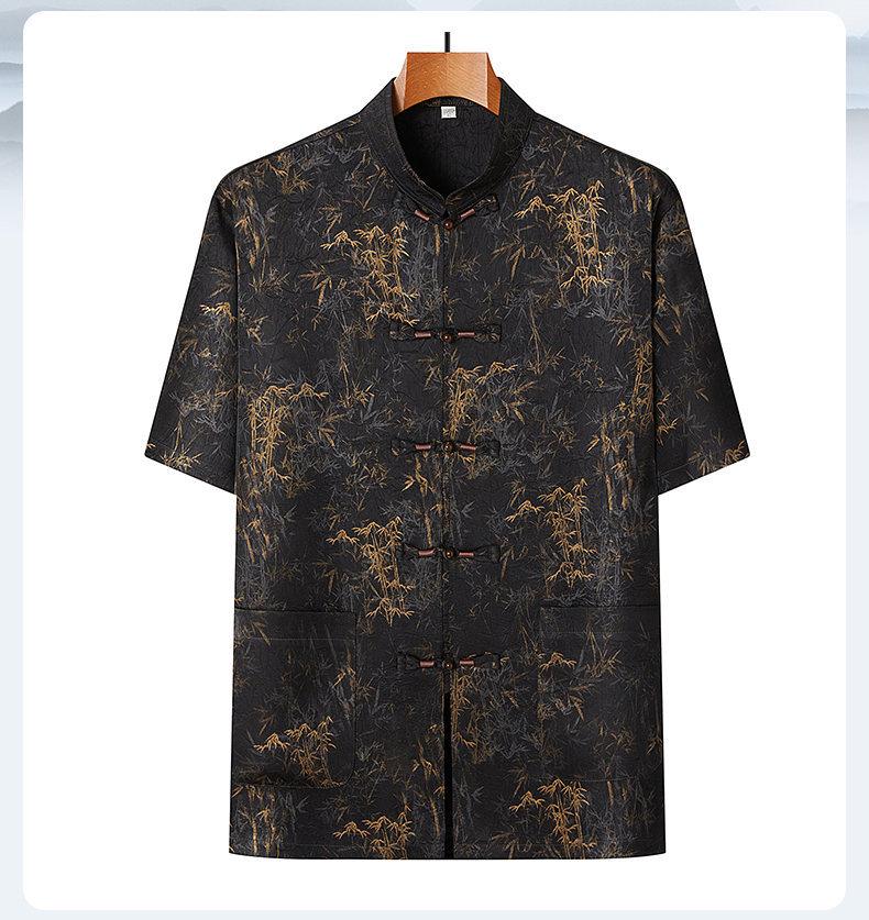 Mid-aged Men's Chinese Style Short-sleeve Summer Suit - Two-piece Set