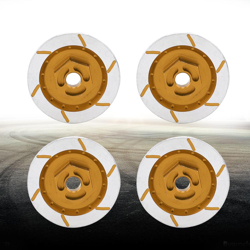 4pcs Aluminum Alloy Wheel Brake Disc Accessory Fit for HSP 94123 R31 1 10 RC CarYellow