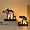 Elk Elephant Candlestick Christmas Ornaments Candle Holders Desktop Decor Animal Silhouette Tealight Home Festival Decoration