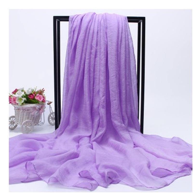 Extra Large Imitation Silk Scarf Solid Color Silk Scarf Seaside Beach Towel Long Spring and Autumn Women's Gauze Scarf Chiffon Scarf Women