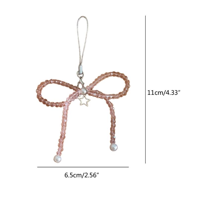 Mobile Phone Chain Anti-Lost Soft Rope Strap Lanyard Bead Bowknot Star Phone Case Key Chain Bag Pendant Accessory