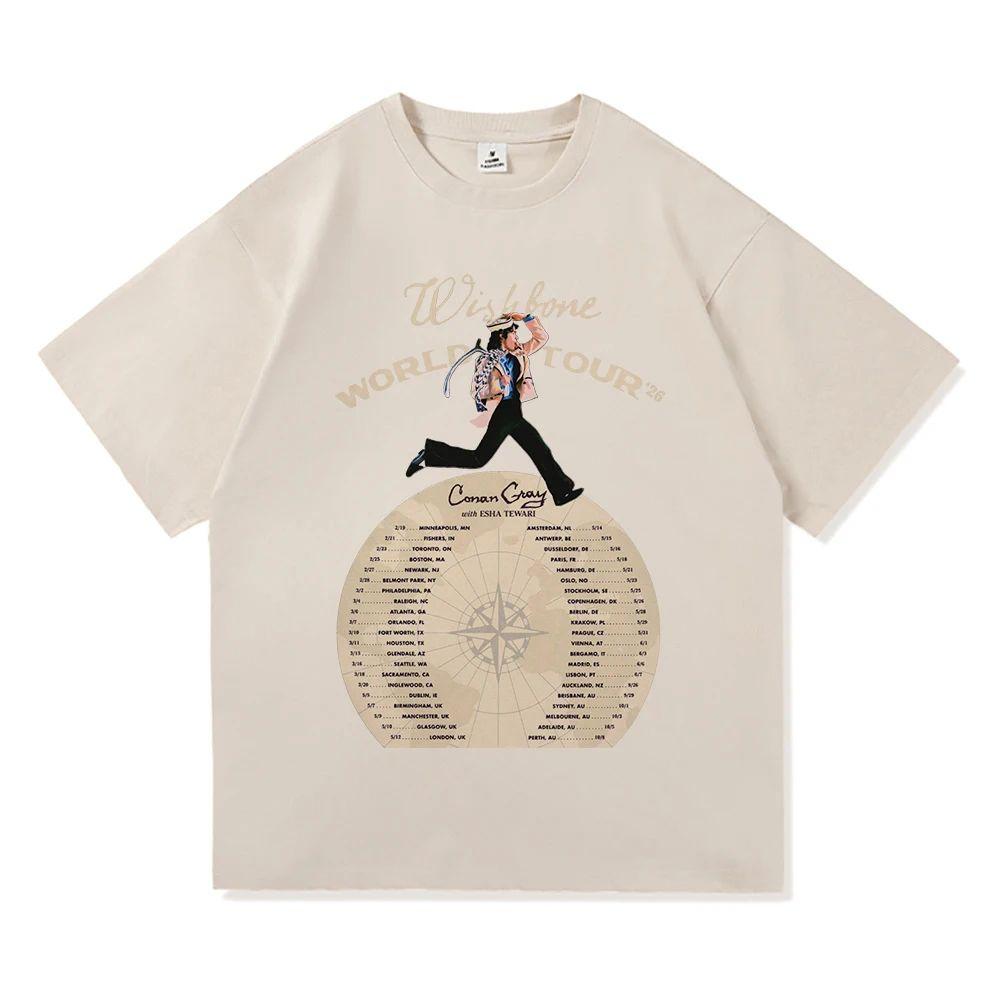 Хип-хоп Y2k Топы Конан Грей Wishbone Мировой Тур 2026 Футболка Мода Эстетика Повседневный Винтаж Повседневный Свободная Футболка Унисекс S