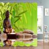Tenda Doccia Zen Paesaggio di Loto Tenda Doccia Meditazione Pietre Zen Bambù Verde Fiore Pianta Tende Doccia Arredo Bagno