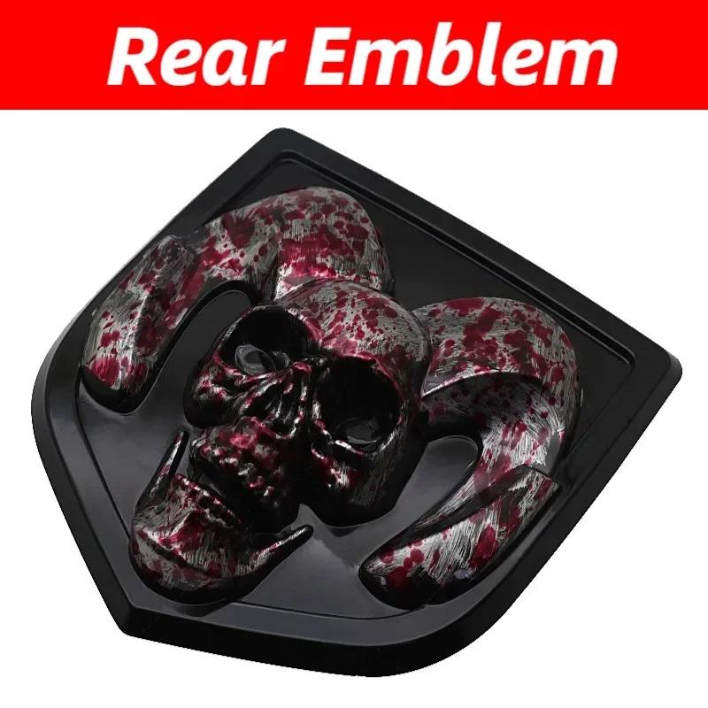 GXP1  Car Front Badge Tailgate Emblem for Dodge Ram 1500 2500 3500 HeavyDuty BigHorn 2010-2018 Skull ABS Car Sticker Pickup Decoration