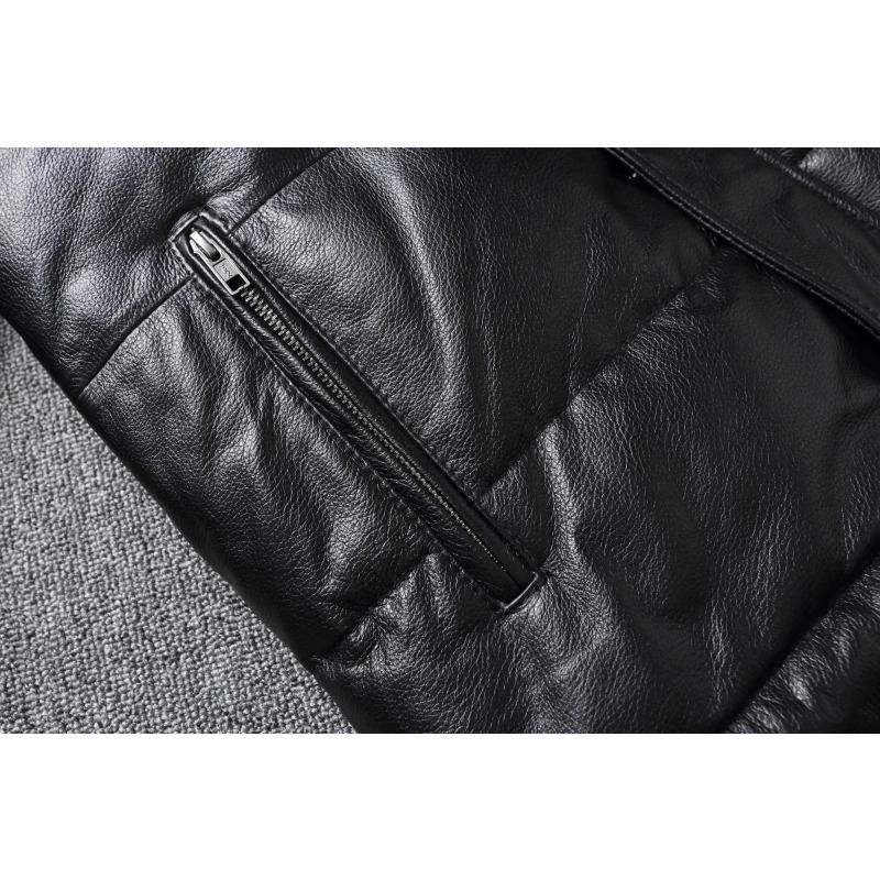 Chinese Size Raglan Sleeve Thick Men Leather Jacket Hood Warm Duch Down Coat Winter Jackets Genuine Cow Leather Coats Mens Clothing