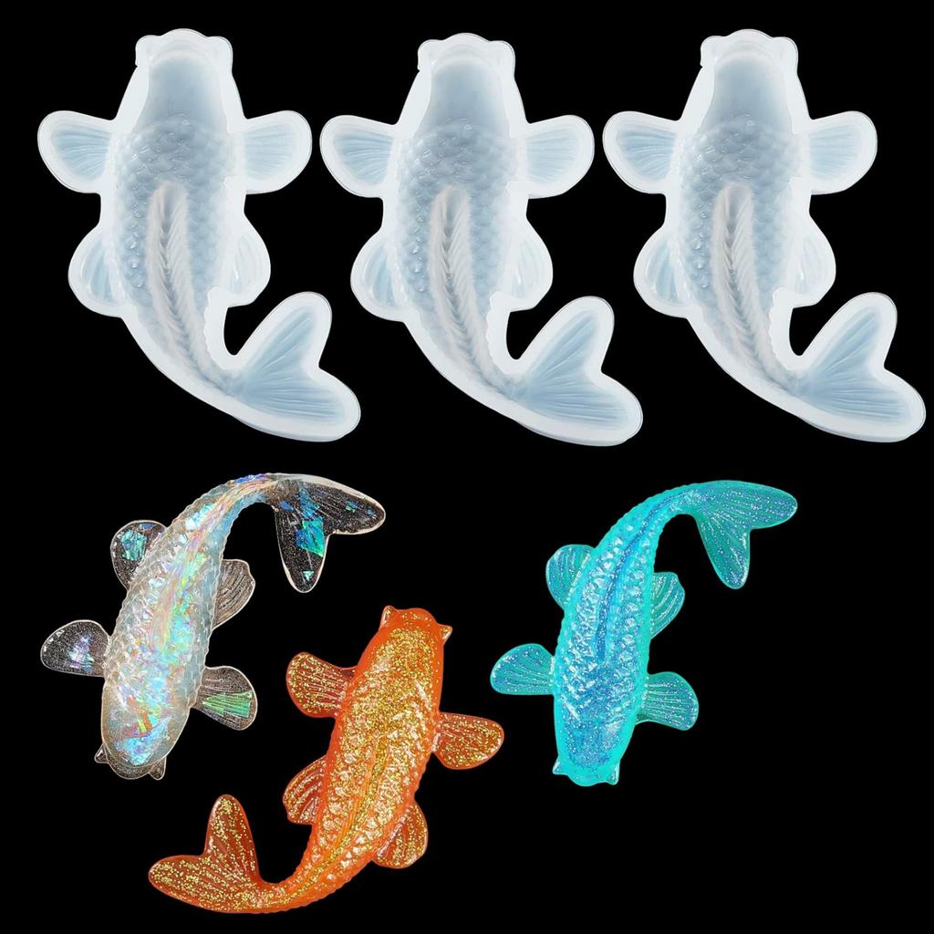 Koi Fish Silicone Resin Moulds DIY Pendant Goldfish Mold Fish Tail Jewelry for Making Jewelry, Pendant Charms, Fondant Cake Deco