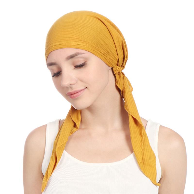 New Elastic Cotton Solid Color Wrap Head Scarf Hats Muslim Turban Bonnet for Women Inner Hijab Hat Fashion Female Turbantes Caps