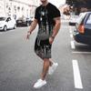 Men 2Pcs Sets Summer 3D Print Casual Gradient Suit Shirt  Shorts Streetwear Shirt Holiday Two Piece Suit