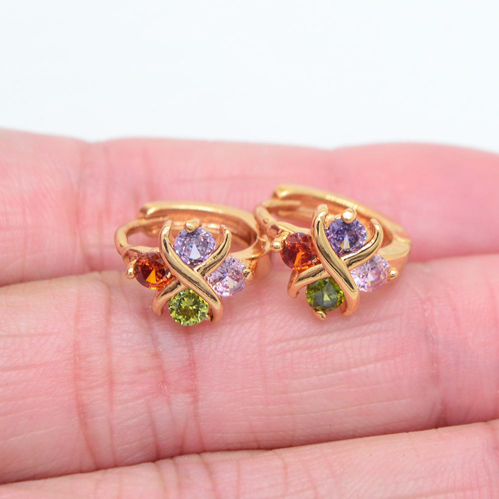 Women Fashion Rainbow Zircon CZ Infinite Symbol Huggie Hoop Earrings Jewelry