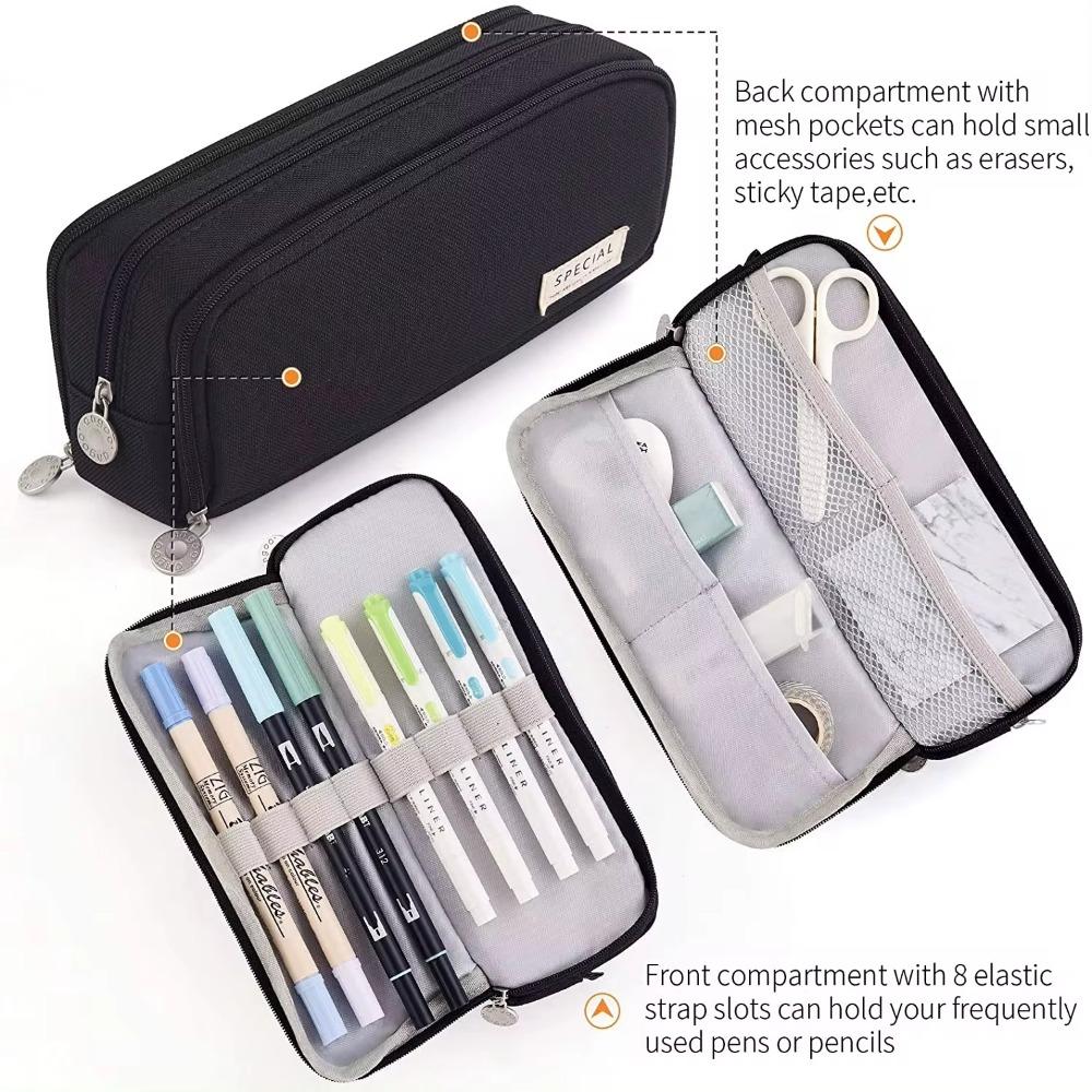 Multifunctional Zipper Pencil Box 3 Layer Stationery Organizer  School Supplies