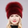 Female'S Hat Good Elastic Natural Fluffy Real Fox Fur Hat New Winter Women Knitted Real Rex Rabbit Fur Hats Lady Real Fur Cap
