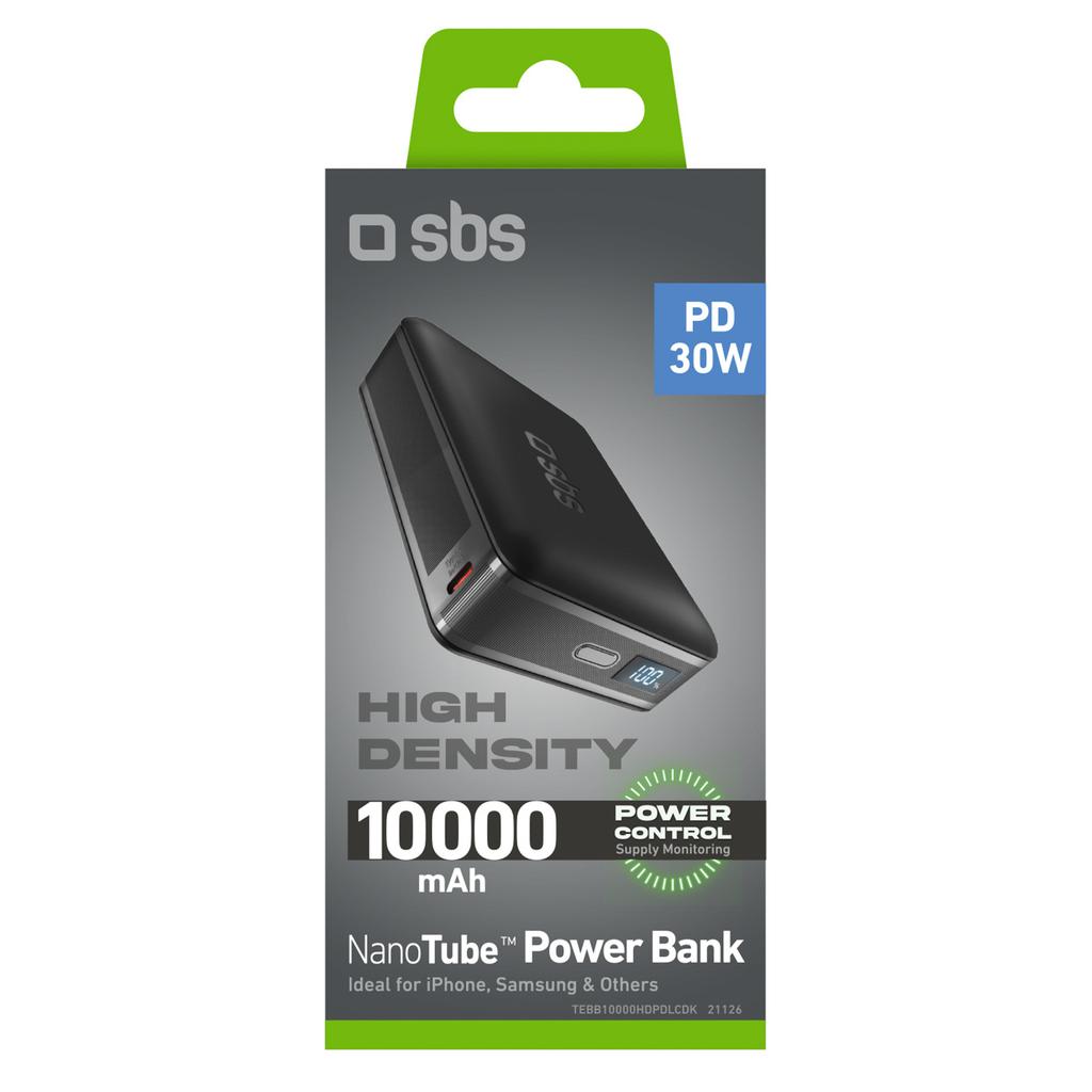 Powerbank mit LCD-Display 10000mAh USB-C 30W - schwarz