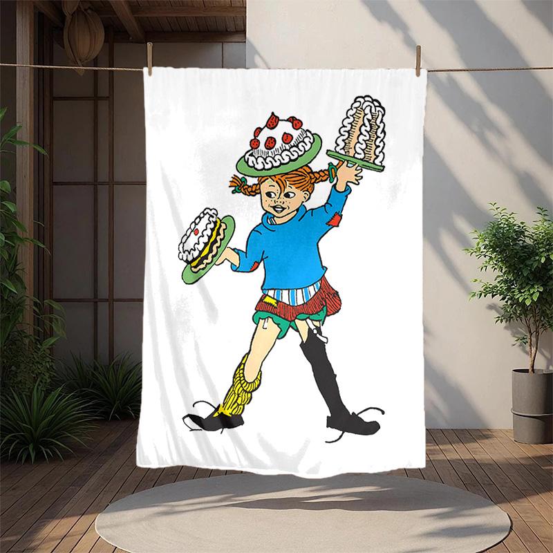 Pippi Coperta di Flanella Morbida Calda Coperta per Tutte le Stagioni, Design per Campeggio, Viaggio in Auto, Escursionismo Divano, Letto, Ufficio Regalo Perfetto per Feste