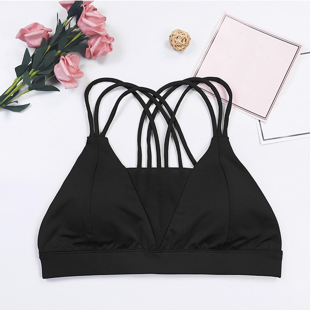 

Женский однотонный спортивный бюстгальтер без оправы, спортивный жилет с перекрестным принтом, нижнее белье для йоги, топ S чёрный